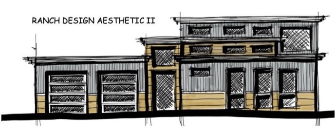 Original architectural concept sketch for a contemporary ranch home